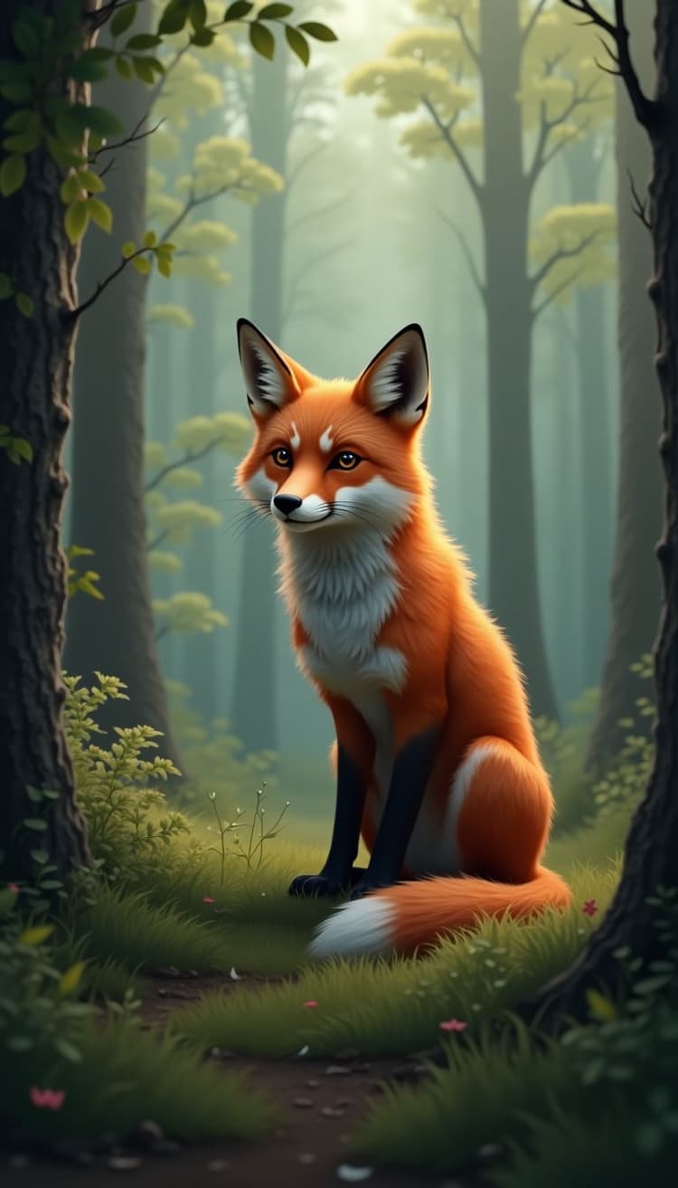 A fox in a forest 